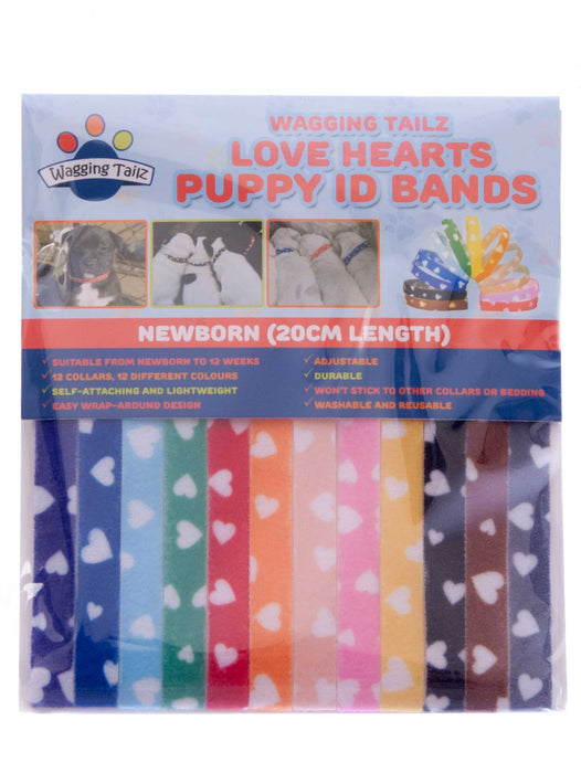 Wagging Tailz Love Hearts Puppy Id Bands, 12-pack - 8" Love Hearts Puppy Id Bands, 12-pack  