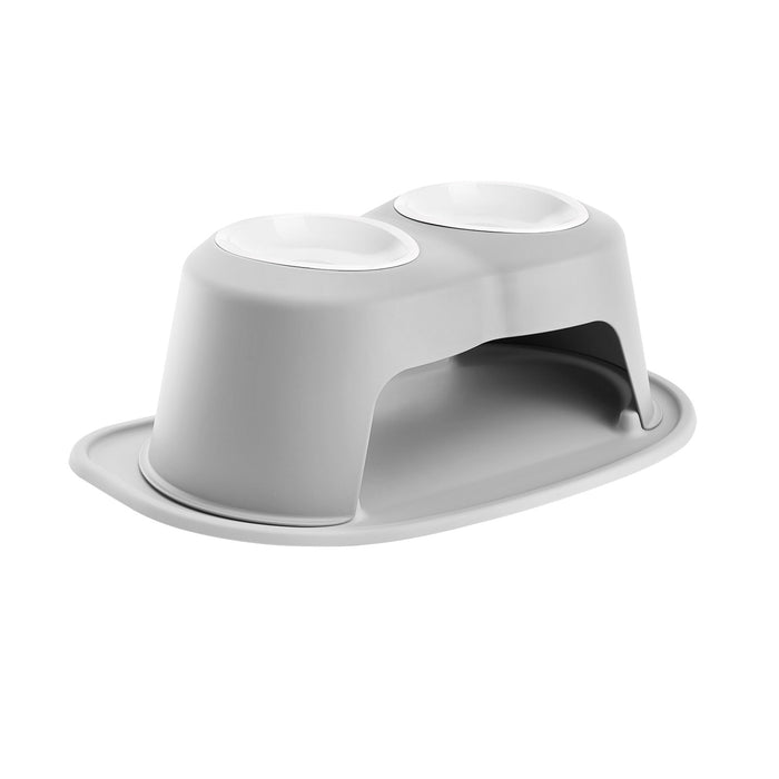 WeatherTech Double High Pet Feeding System, Poly Bowls Color Light Grey