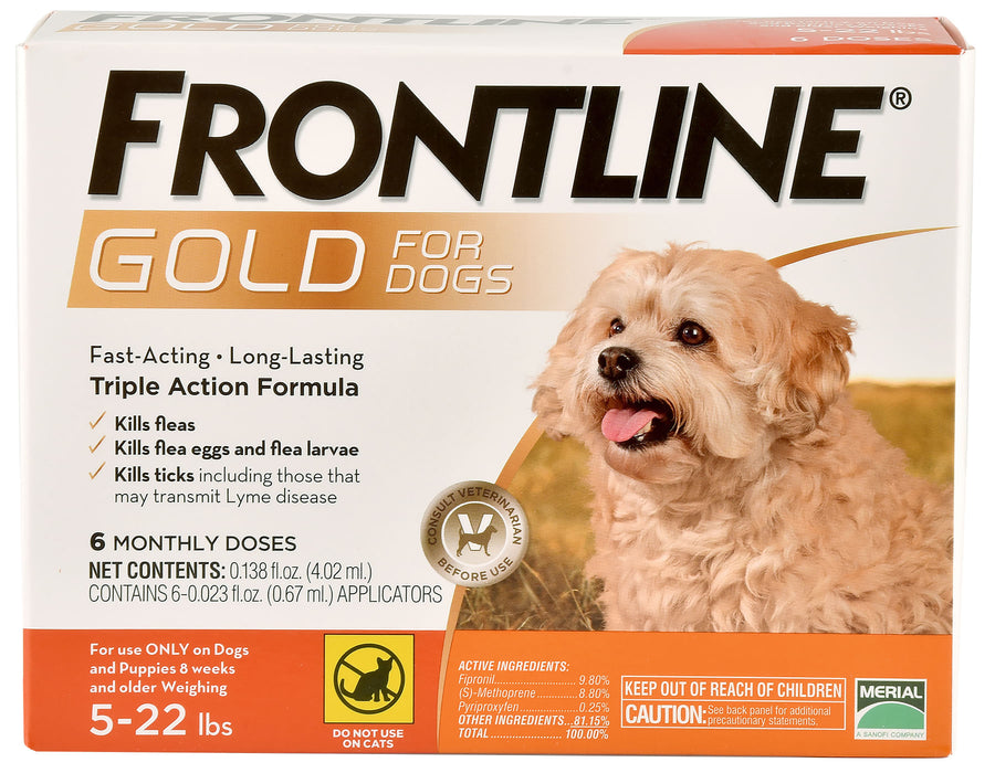 Frontline Gold for Dogs, 6-pack - 6-pk Frontline Gold for Dogs (5-22 lb)  