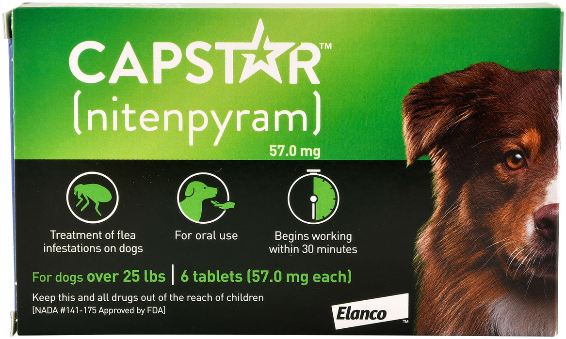 Capstar Oral Flea Treatment for Dogs - 6 Tablets Capstar for Dogs 25-125 lb  