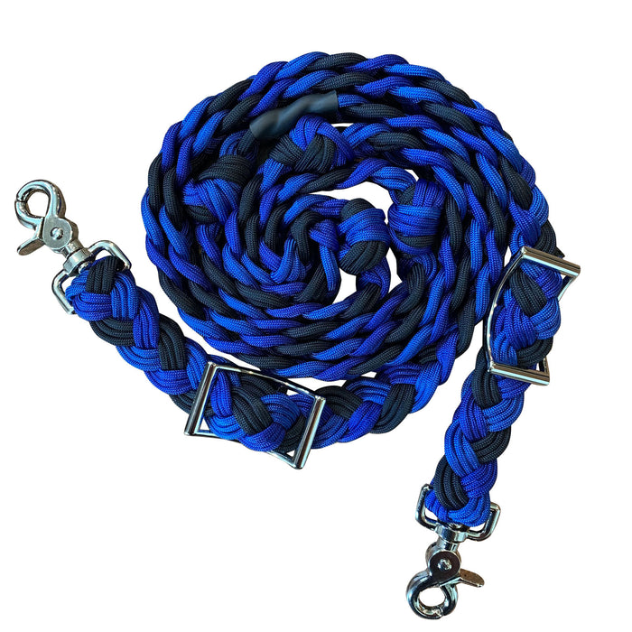 WhinneyWear Hand Braided Reins, 8' - Blue  