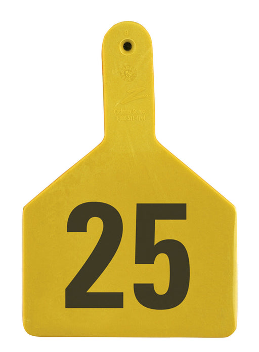 Z Tags Numbered Ear Tags (Cow), 25 count - Yellow 1-25 