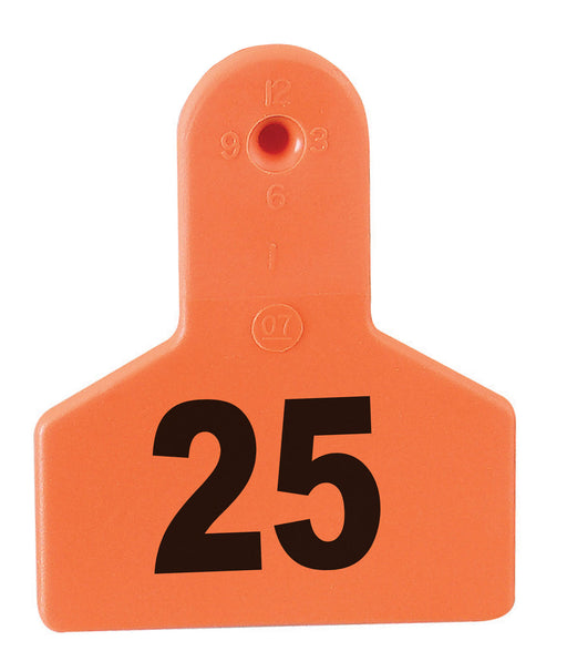 Z Tags Numbered Livestock Ear Tags (Small), 25 count - Orange 1-25 