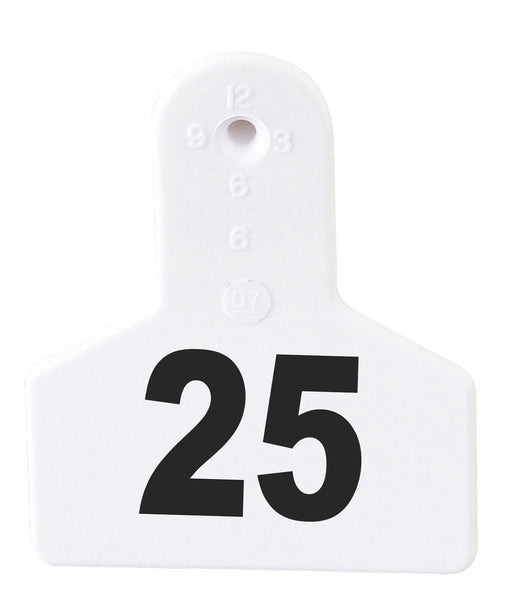 Z Tags Numbered Livestock Ear Tags (Small), 25 count - White 1-25 