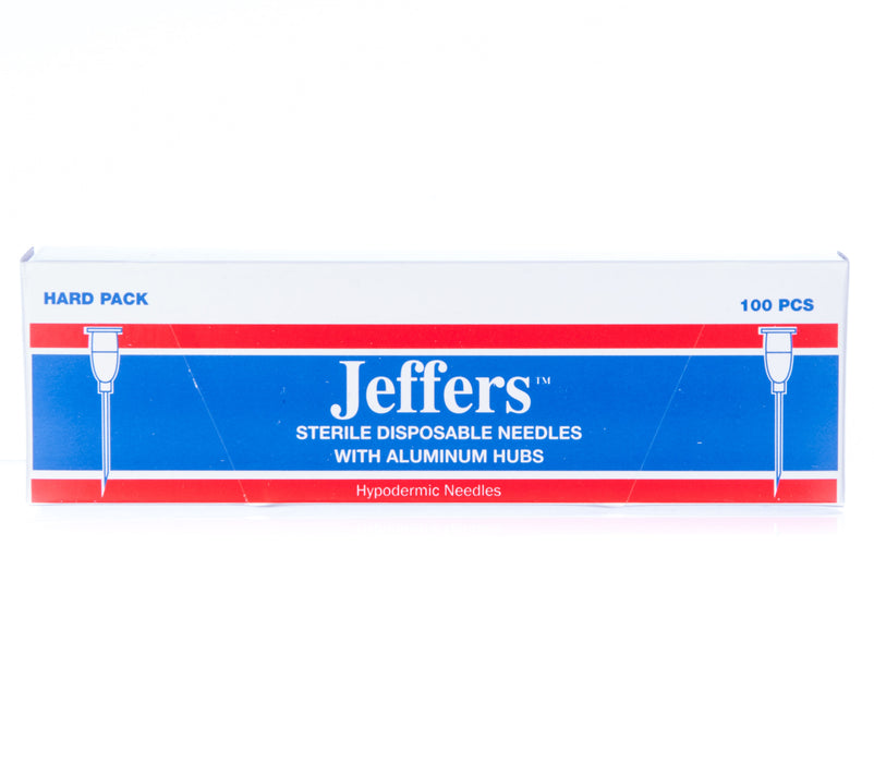 Aluminim Hub Needles, Box of 100 - 20 ga x 1", Jeffers Aluminum Hub Needle  