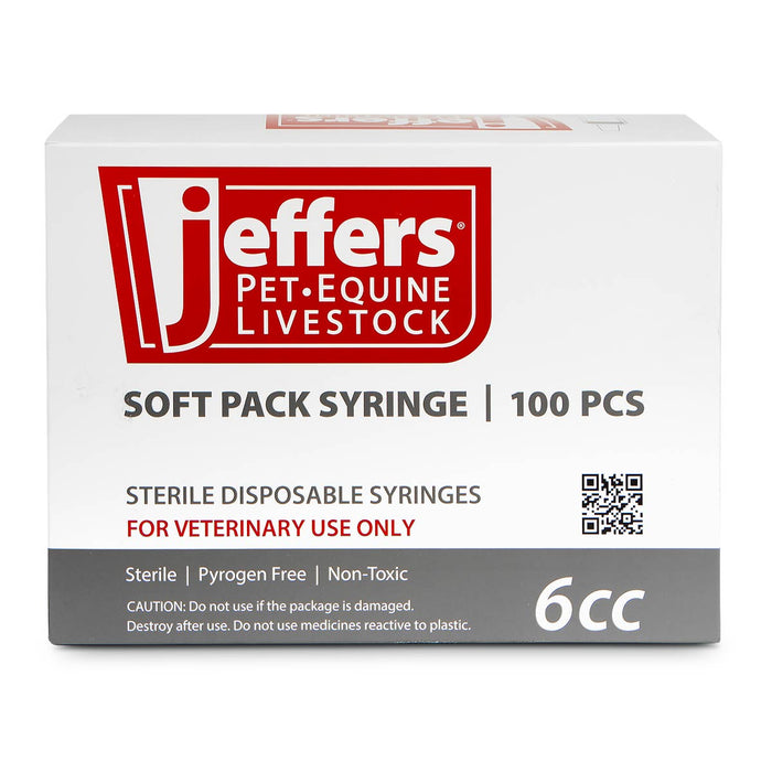 Jeffers Luer Slip Syringes, Boxes - 6 mL (100 count) - Jeffers L.S. Syringe  