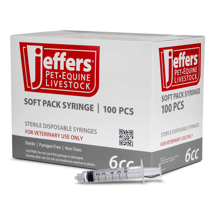 Jeffers Luer Lock Syringes, Boxes - 6 mL (100 count) - Jeffers L.L. Syringe  