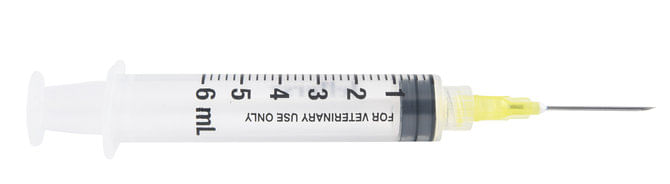 Jeffers Luer Lock Syringe/Needle Combo, Singles - 6 mL w/ 20 ga x 1" - Jeffer L.L. Syringe/Needle Combo  