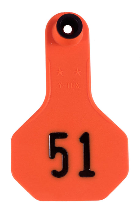 Y-Tex Numbered Ear Tags (Small), 25 count - Orange 151-175 