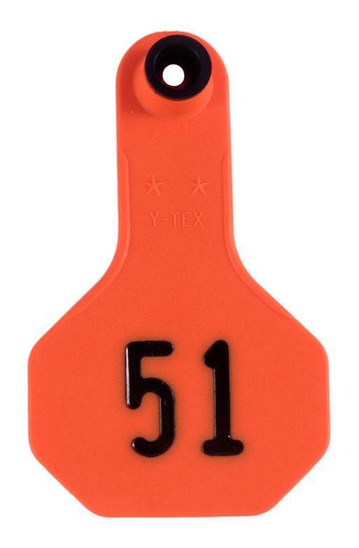 Y-Tex Numbered Ear Tags (Small), 25 count - Orange 1-25 