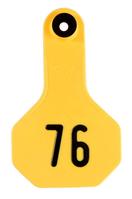 Y-Tex Numbered Ear Tags (Small), 25 count - Yellow 151-175 