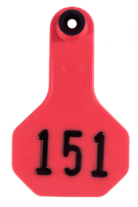 Y-Tex Numbered Ear Tags (Small), 25 count - Red 76-100 