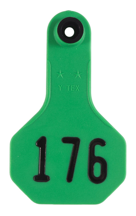 Y-Tex Numbered Ear Tags (Small), 25 count - Green 26-50 