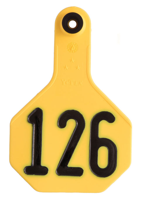 Y-Tex Numbered Cattle Ear Tag ID, Medium - Yellow 51-75 