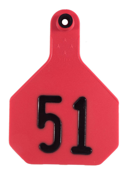 Y-Tex Numbered Cattle Ear Tags (Large), 25 count - Red 1-25 