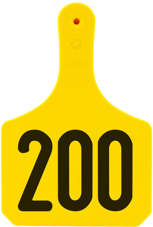 Y - Tag Numbered 1 - Piece Ear Tags, 25 ct - XUB2 - Cow - Yellow - 1 - 25 - 2