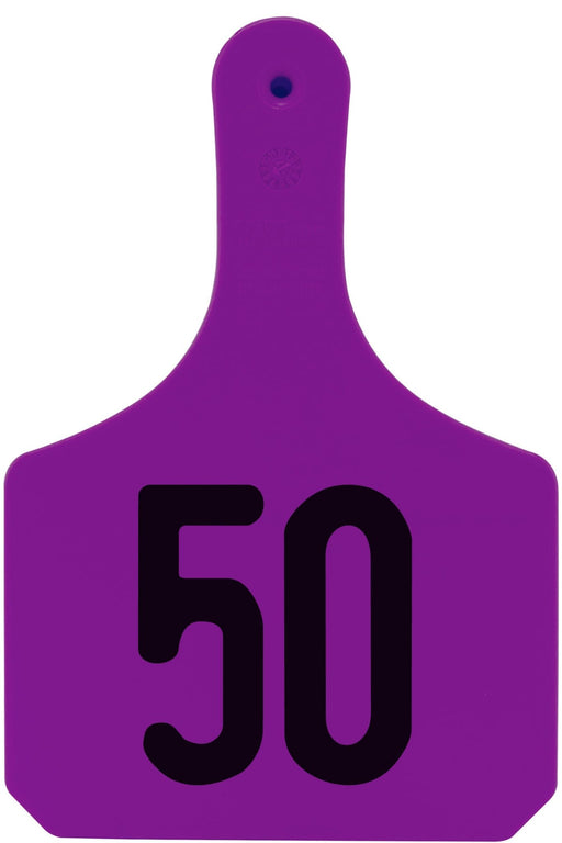 Y - Tag Numbered 1 - Piece Ear Tags, 25 ct - XUC2 - Cow - Purple - 1 - 25 - 5
