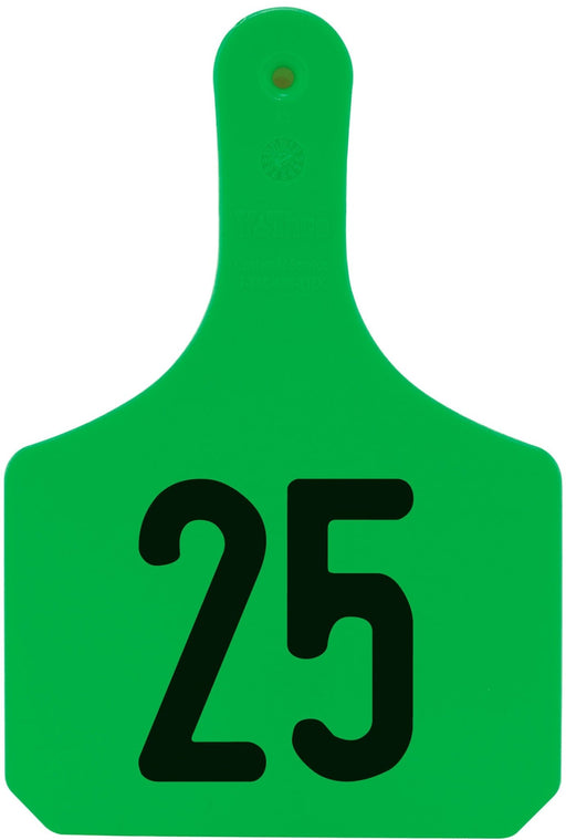 Y - Tag Numbered 1 - Piece Ear Tags, 25 ct - XUCZ - Cow - Green - 1 - 25 - 7