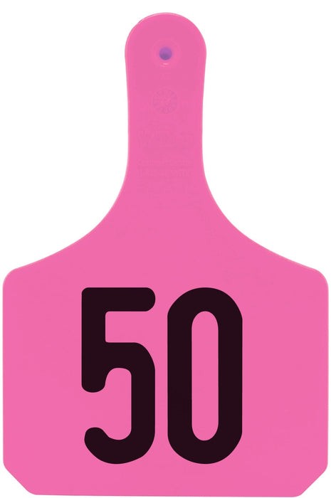 Y - Tag Numbered 1 - Piece Ear Tags, 25 ct - XUD2 - Cow - Pink - 1 - 25 - 8