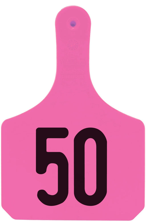Y - Tag Numbered 1 - Piece Ear Tags, 25 ct - XUD2 - Cow - Pink - 1 - 25 - 8