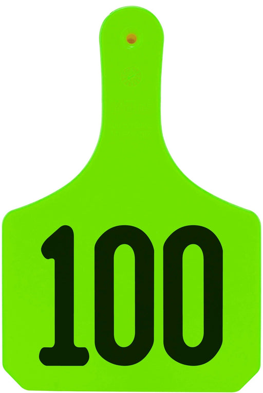 Y - Tag Numbered 1 - Piece Ear Tags, 25 ct - XUDH - Cow - Chartreuse - 1 - 25 - 9