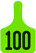 Y - Tag Numbered 1 - Piece Ear Tags, 25 ct - XUDH - Cow - Chartreuse - 1 - 25 - 9