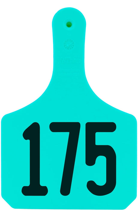 Y - Tag Numbered 1 - Piece Ear Tags, 25 ct - XUDS - Cow - Turquoise - 1 - 25 - 10