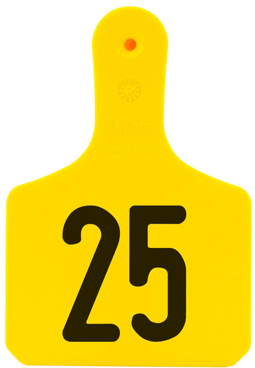Y - Tag Numbered 1 - Piece Ear Tags, 25 ct - XUG2 - Calf - Yellow - 1 - 25 - 15
