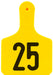 Y - Tag Numbered 1 - Piece Ear Tags, 25 ct - XUG2 - Calf - Yellow - 1 - 25 - 15
