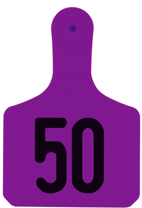 Y - Tag Numbered 1 - Piece Ear Tags, 25 ct - XUGA - Calf - Purple - 1 - 25 - 14