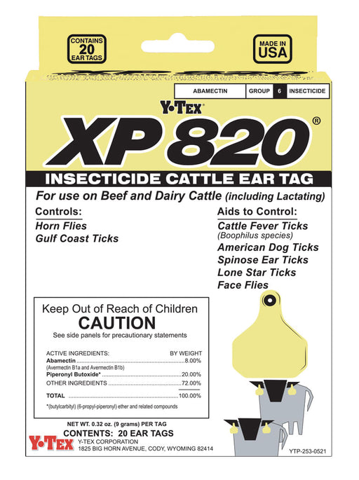 XP 820 Insecticide Cattle Ear Tags, 20 pack -   