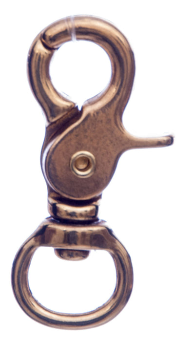 Solid Brass Trigger Snap w/ Round Swivel Eye, 5/8" x 2-3/4" -   