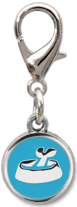 Fashion Pet Collar Charms - Blue Bone in Bowl Pet Charm  