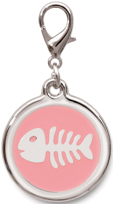 Fashion Pet Collar Charms - Pink Fishbone Pet Charm  