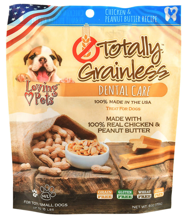 Totally Grainless Dental Care Treat, 6 oz - Toy/Small Chicken/P-Nut Butter 