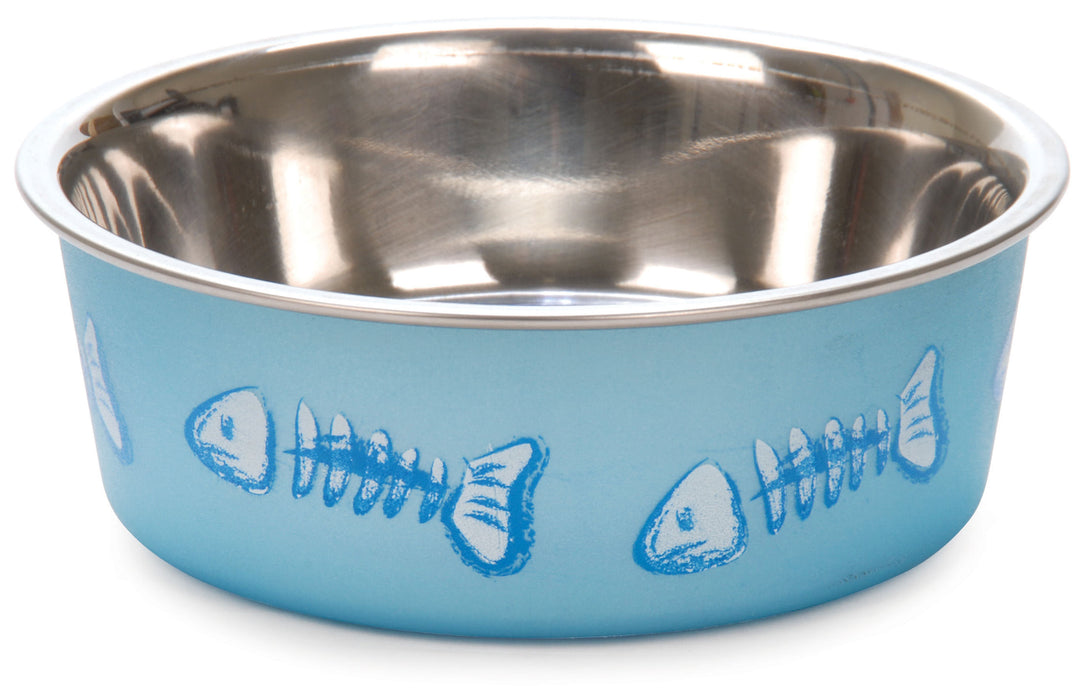 Bella Designer Cat Bowls, 4 oz - Metallic Ocean Blue  