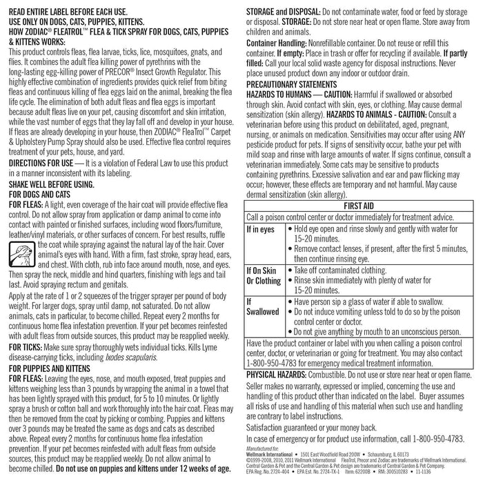 Zodiac Flea & Tick Spray for Dogs, Cats, Puppies & Kittens, 16 oz - FAAAY - 16 oz - 1 - 5