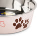 Loving Pets Bella Paw Print Pet Feeding Bowl - Large (2 qt) - Pink  