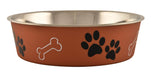 Loving Pets Bella Paw Print Pet Feeding Bowl - Large (2 qt) - Copper  