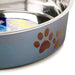 Loving Pets Bella Paw Print Pet Feeding Bowl - Large (2 qt) - Blueberry  