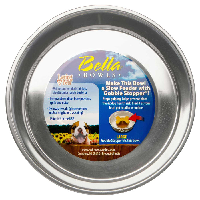 Loving Pets Bella Paw Print Pet Feeding Bowl - Large (2 qt) - Blueberry  