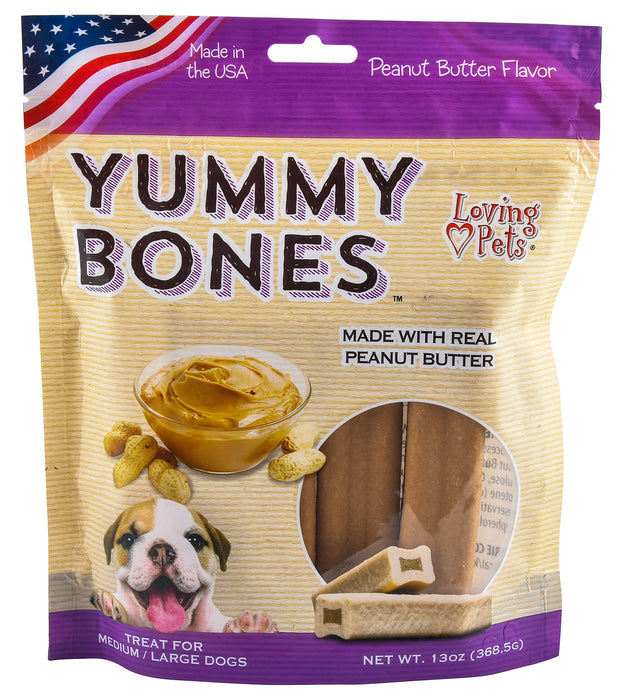 Yummy Bones Dog Treats, 13 oz - Medium/Large Peanut Butter 