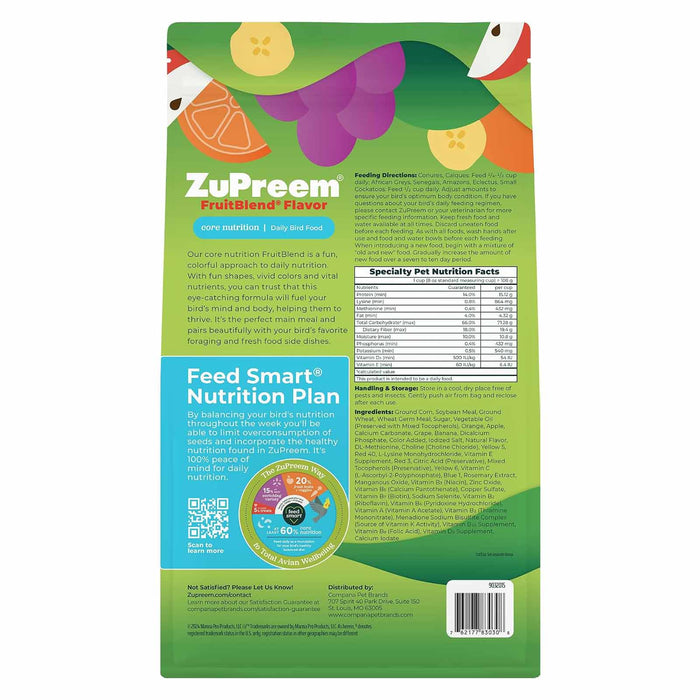 Zupreem FruitBlend Flavor Bird Food - NAF5 - Parrot & Conure - 3.5 lbs - 13