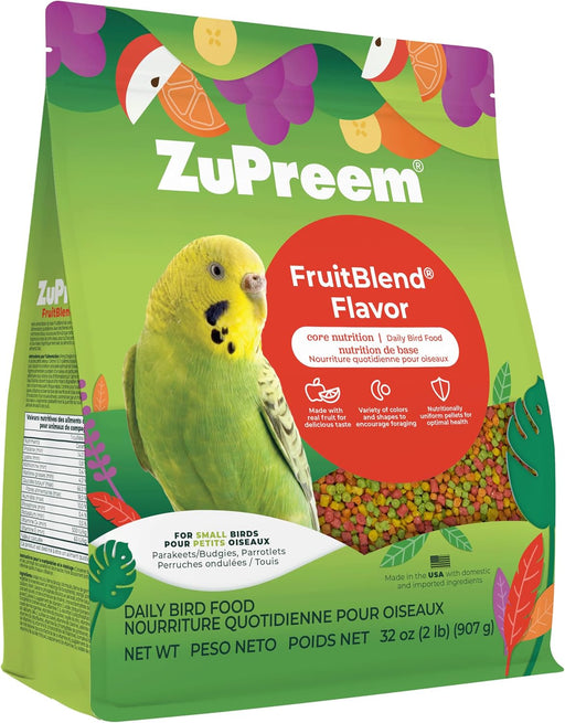 Zupreem FruitBlend Flavor Bird Food - NAF9 - Small Birds - Parakeets, Budgies & Parrotlets - 2 lbs - 1
