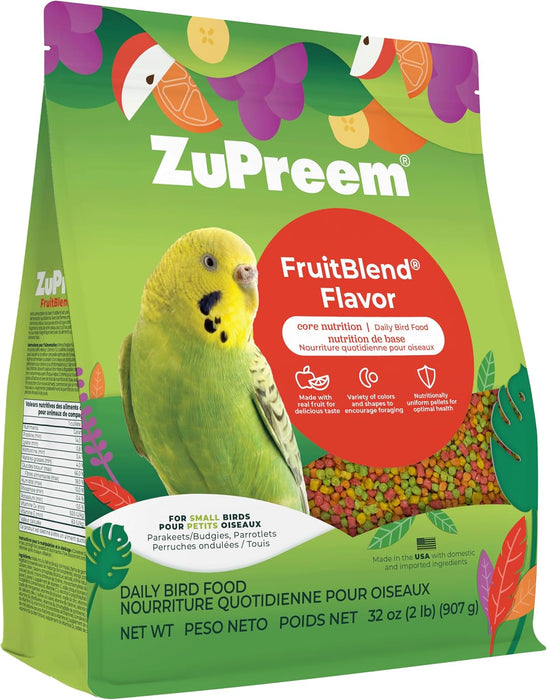 Zupreem FruitBlend Flavor Bird Food - NAF9 - Small Birds - Parakeets, Budgies & Parrotlets - 2 lbs - 1