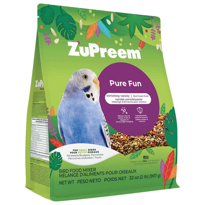 ZuPreem Pure Fun Premium Bird Food with FruitBlend Pellets, 2 lbs - NAAW - Small Birds (Parakeets, Budgies, Parrotlets, Canaries & Finches) - 2 lbs - 1