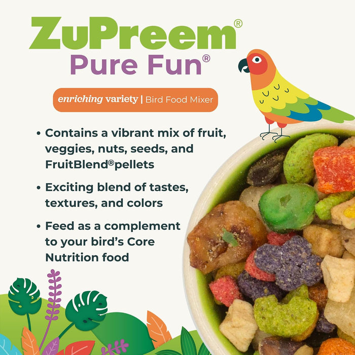 ZuPreem Pure Fun Premium Bird Food with FruitBlend Pellets, 2 lbs - NAAW - Small Birds (Parakeets, Budgies, Parrotlets, Canaries & Finches) - 2 lbs - 3