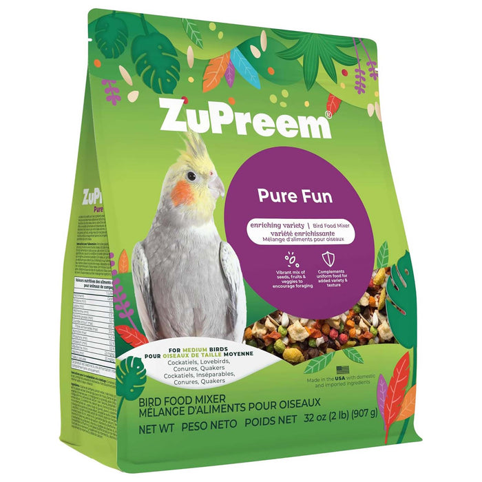 ZuPreem Pure Fun Premium Bird Food with FruitBlend Pellets, 2 lbs - NAAY - Medium Birds (Cockatiels, Quakers, Lovebirds & Small Conures) - 2 lbs - 11